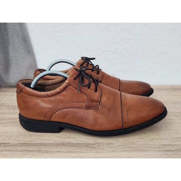 Nunn Bush Men's Dress Shoes Size 9.5 Brown Leather Cap Toe Oxford Comfort Gel - Picture 2 of 11
